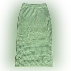 Noname Crochet Midi Skirt 100% Cashmere Mint NWT